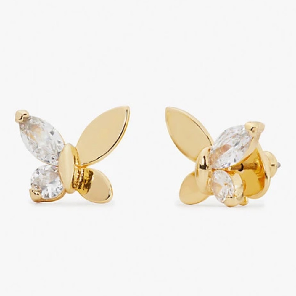 $48 Kate Spade social butterfly stud earrings in crystal and gold